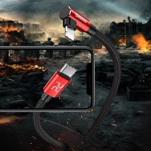 Kup USB-C to Lightning PD sarokkábel Baseus MVP Elbow, 18W, 2m (piros) - BSU1056RED - {ean13} - Sklep Home Screen