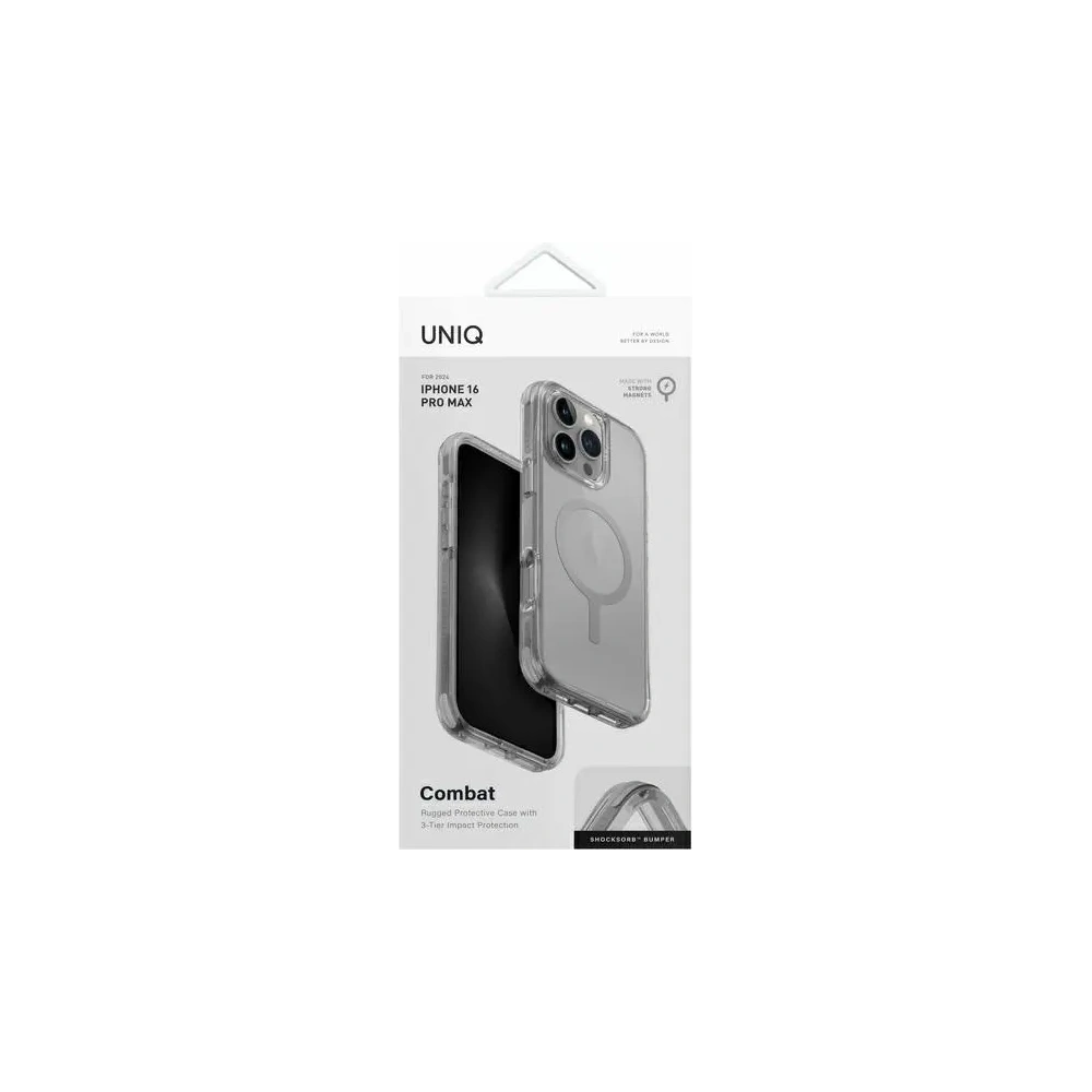 Etui UNIQ Combat Apple iPhone 16 Pro Max Magclick Charging szary/stone grey