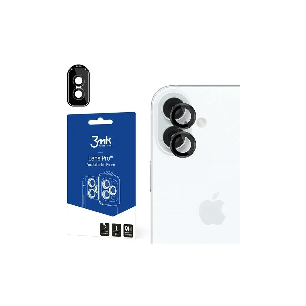 Szkło hybrydowe na obiektyw aparatu 3MK Lens Protection Pro Apple iPhone 16 / 16 Plus Black
