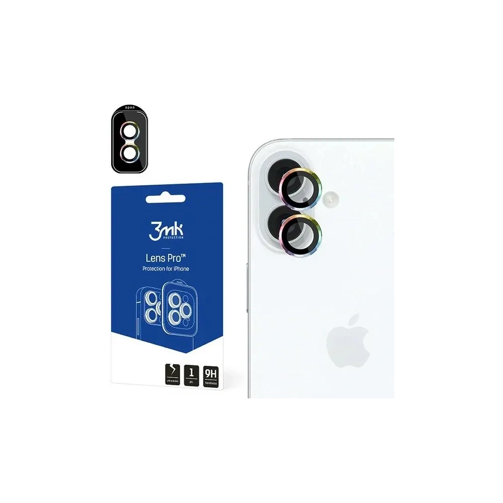 Szkło hybrydowe na obiektyw aparatu 3MK Lens Protection Pro Apple iPhone 16 / 16 Plus Rainbow