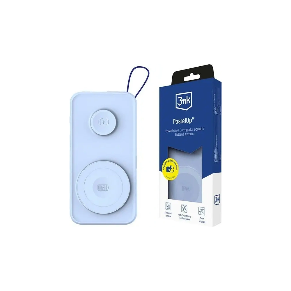 Powerbank 3MK PastelUp 2w1 10000mAh 22.5W MagSafe niebieski