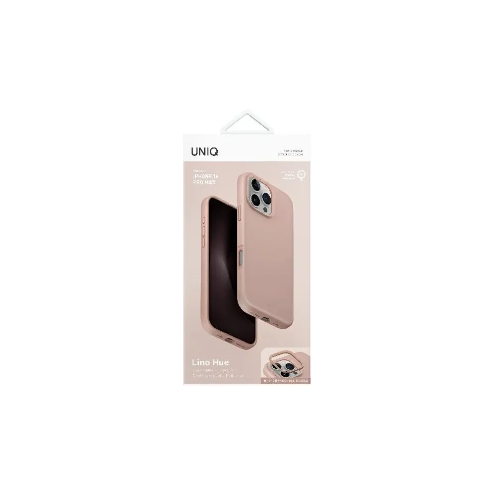 Etui UNIQ Lino Hue Apple iPhone 16 Pro Magclick Charging różowy/blush pink