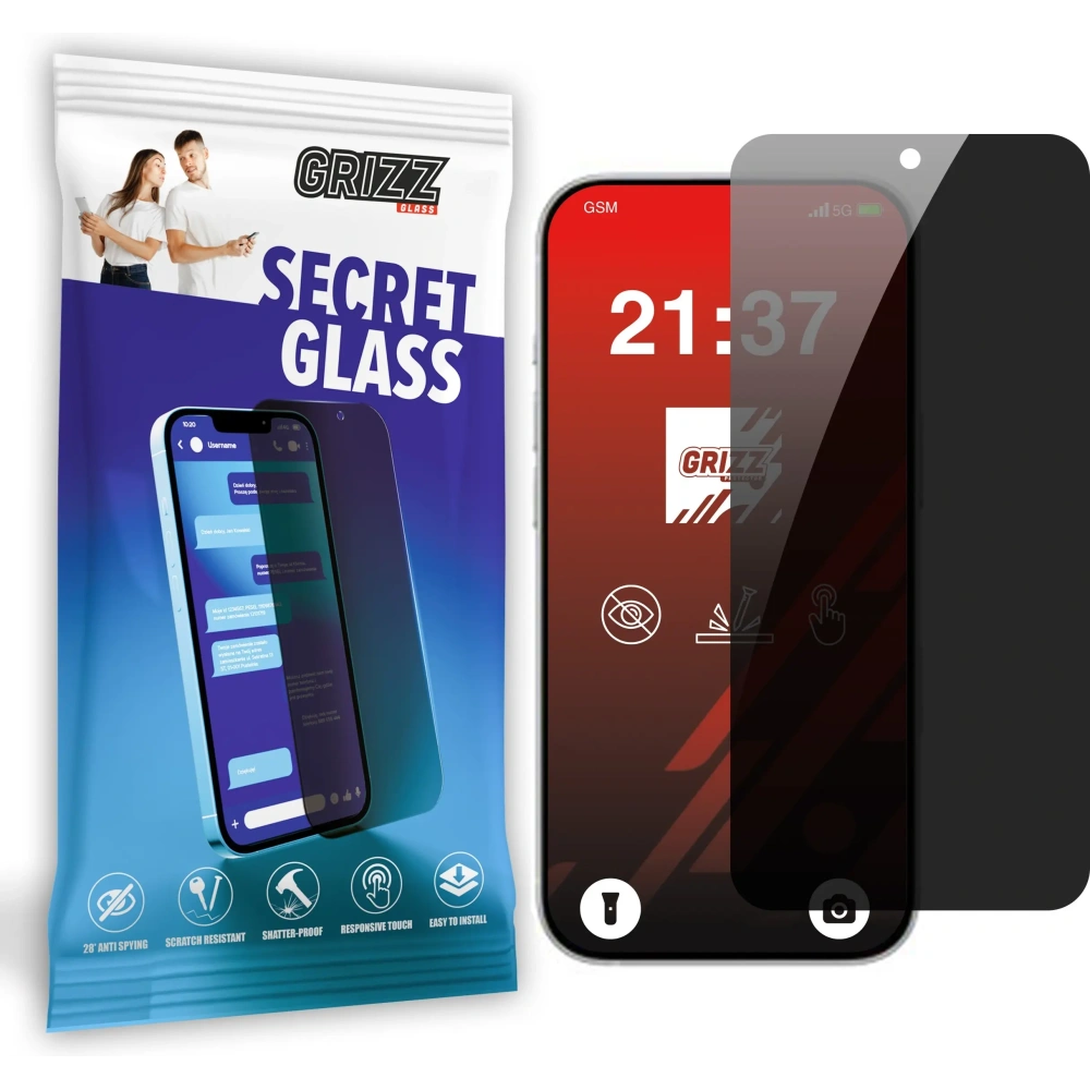 Matowe szkło prywatyzujące GrizzGlass SecretGlass do Apple iPhone 16 Plus