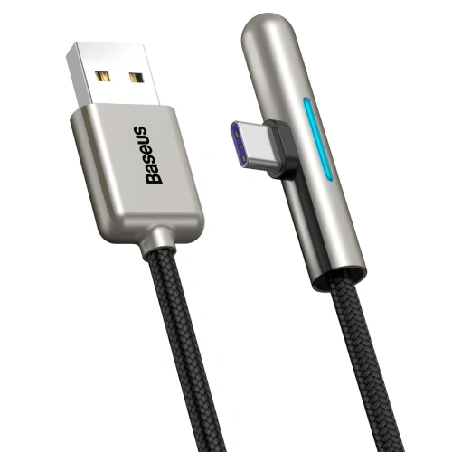 Kup Kabel úhlový plochý USB-C Baseus Iridescent, Huawei SuperCharge, 40W, 2m (černý) - BSU1074BLK - {ean13} - Sklep Home Screen