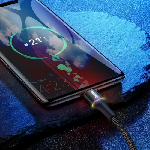 Kup USB-C kábel LED háttérvilágítással Baseus Halo 3m 2A (fekete) - BSU1078BLK - {ean13} - Sklep Home Screen
