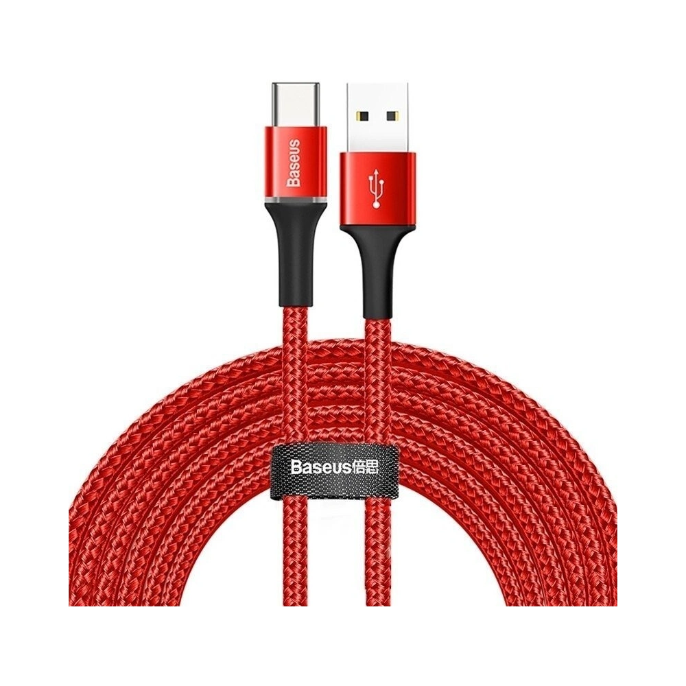 Kabel USB-C z podświetleniem LED Baseus Halo 3m 2A (czerwony)