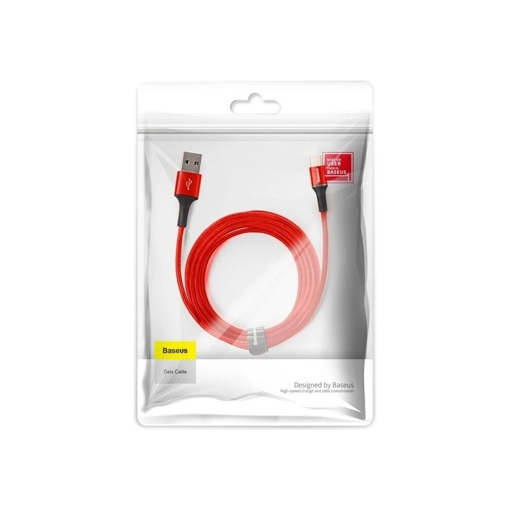 Kabel USB-C z podświetleniem LED Baseus Halo 3m 2A (czerwony)