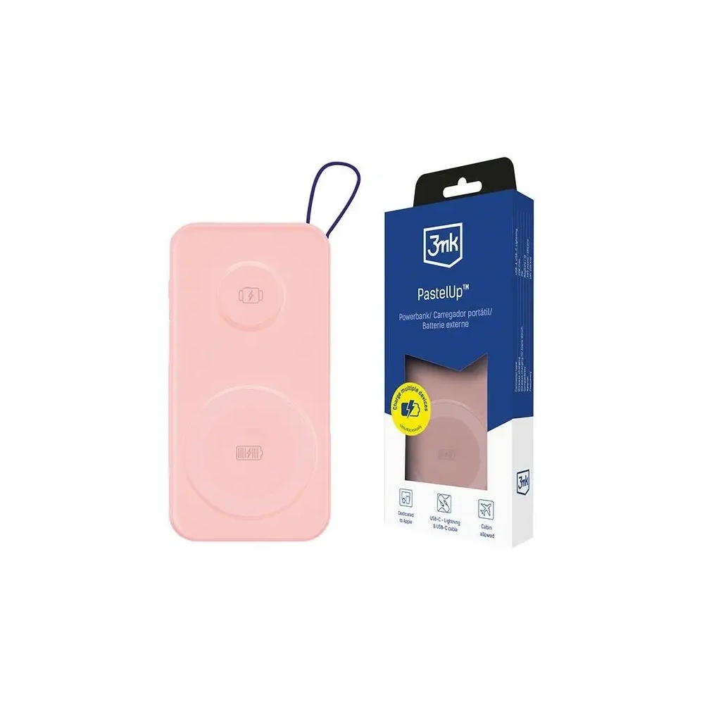 Powerbank 3MK PastelUp 2w1 10000mAh 22.5W MagSafe różowy