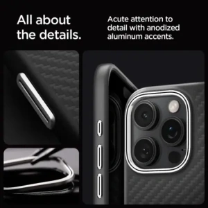Kup Etui Spigen Enzo Aramid Mag MagSafe Apple iPhone 16 Pro Max Černá/stříbrná - SPN16481 - {ean13} - Sklep Home Screen