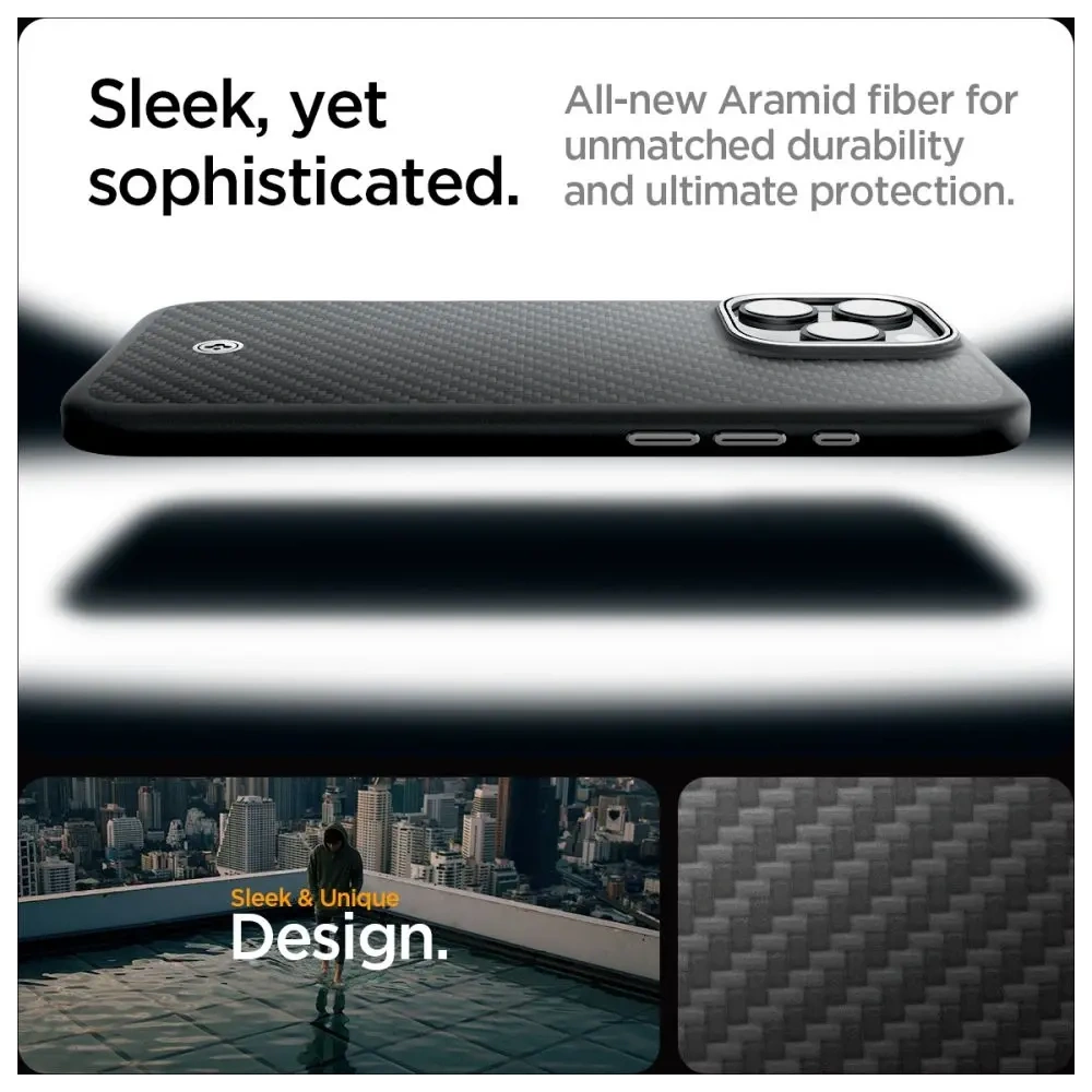 Etui Spigen Enzo Aramid Mag MagSafe Apple iPhone 16 Pro Black/silver