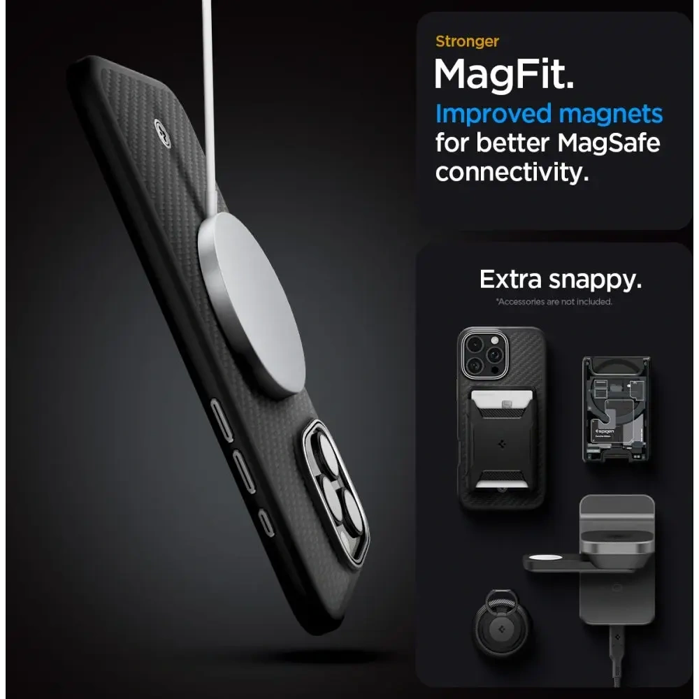 Etui Spigen Enzo Aramid Mag MagSafe Apple iPhone 16 Pro Black/silver