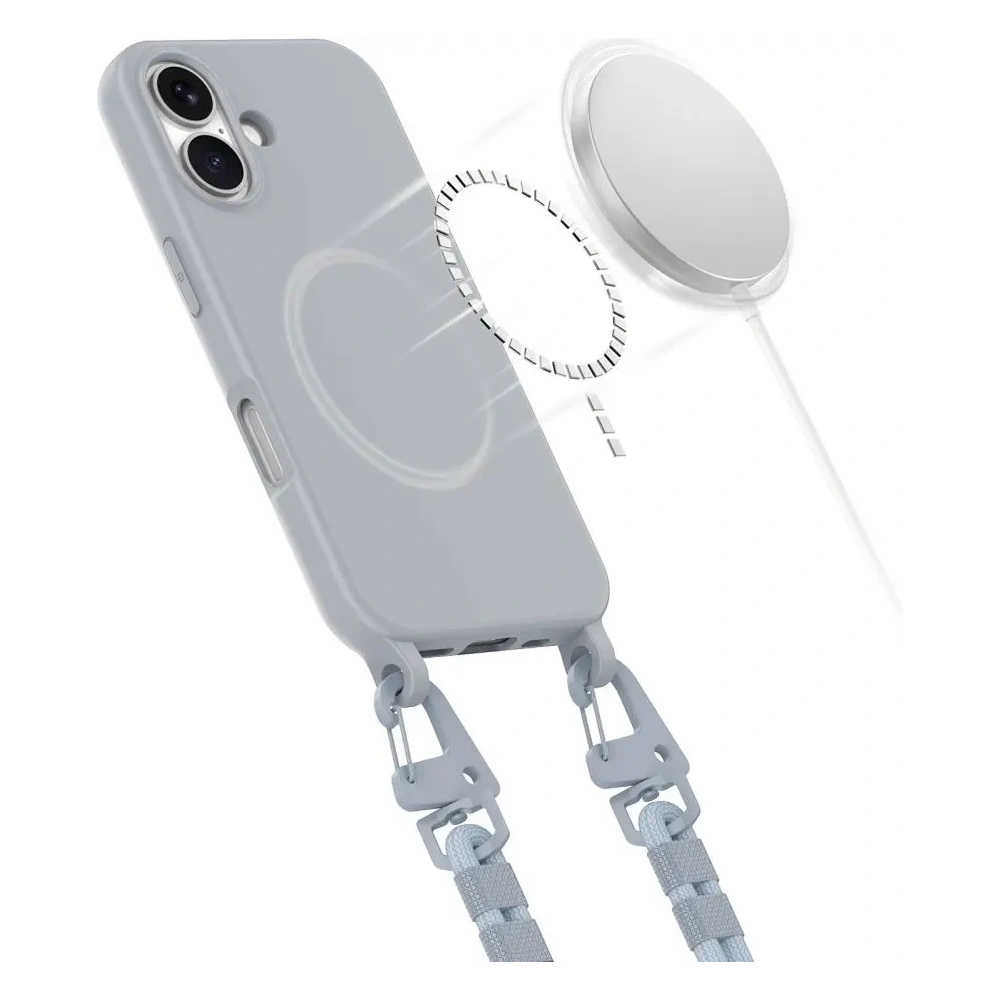 Etui Tech-Protect Magnecklace MagSafe Apple iPhone 16 Crayon Grey