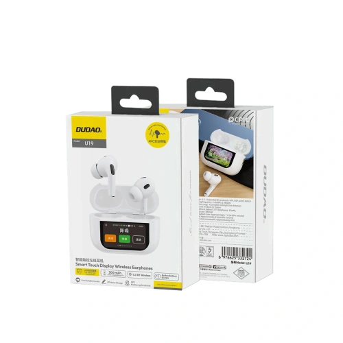 Kup Bezprzewodowe słuchawki dokanałowe TWS Dudao U19 Bluetooth 5.3 z wyświetlaczem LED białe - DDA351 - {ean13} - Sklep Home Screen