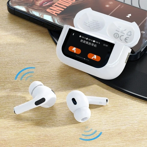 Buy TWS Dudao U19 Bluetooth 5.3 wireless in-ear headphones with LED display white - DDA351 - {ean13} - Home Screen Store Europe