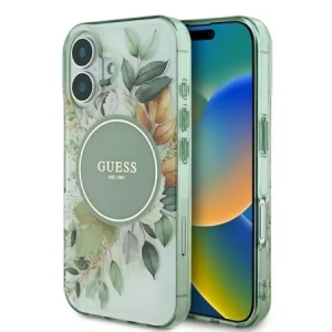 Buy Guess GUHMP16MHFWBDCEN Apple iPhone 16 Plus hardcase IML Flower & Tonal Circle MagSafe green - GUE3631 - {ean13} - Home Screen Store Europe