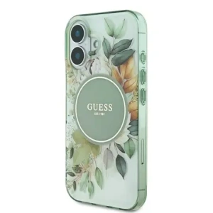 Kup Guess GUHMP16MHFWBDCEN Apple iPhone 16 Plus Hardcase IML Blume & Tonaler Kreis MagSafe grün - GUE3631 - {ean13} - Sklep Home Screen