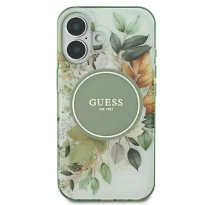 Buy Guess GUHMP16MHFWBDCEN Apple iPhone 16 Plus hardcase IML Flower & Tonal Circle MagSafe green - GUE3631 - {ean13} - Home Screen Store Europe