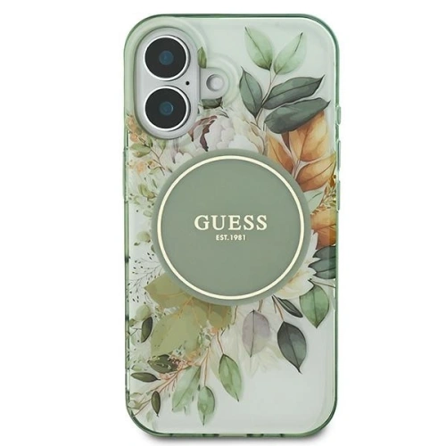 Kup Guess GUHMP16MHFWBDCEN Apple iPhone 16 Plus kemény tok IML Virág & Tonális Kör MagSafe zöld - GUE3631 - {ean13} - Sklep Home Screen