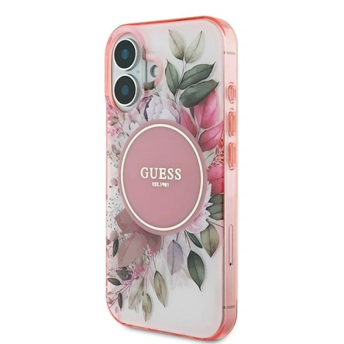 Buy Guess GUHMP16MHFWBDCEP Apple iPhone 16 Plus hardcase IML Flower & Tonal Circle MagSafe pink - GUE3632 - {ean13} - Home Screen Store Europe