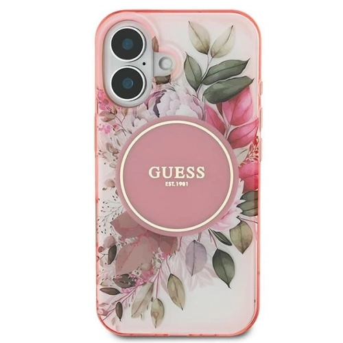 Buy Guess GUHMP16MHFWBDCEP Apple iPhone 16 Plus hardcase IML Flower & Tonal Circle MagSafe pink - GUE3632 - {ean13} - Home Screen Store Europe