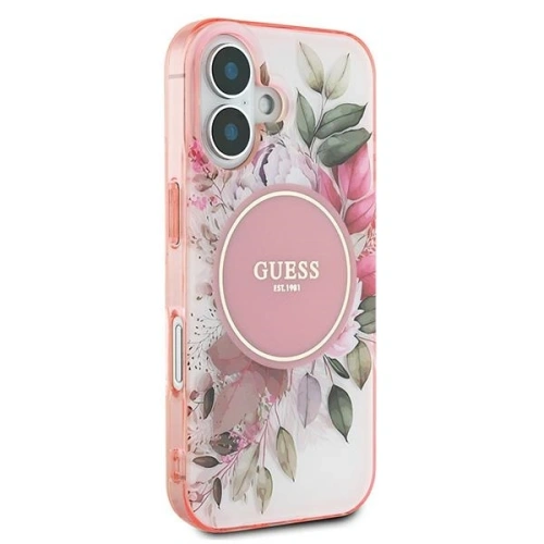 Buy Guess GUHMP16MHFWBDCEP Apple iPhone 16 Plus hardcase IML Flower & Tonal Circle MagSafe pink - GUE3632 - {ean13} - Home Screen Store Europe