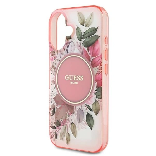 Buy Guess GUHMP16MHFWBDCEP Apple iPhone 16 Plus hardcase IML Flower & Tonal Circle MagSafe pink - GUE3632 - {ean13} - Home Screen Store Europe