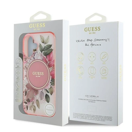 Buy Guess GUHMP16MHFWBDCEP Apple iPhone 16 Plus hardcase IML Flower & Tonal Circle MagSafe pink - GUE3632 - {ean13} - Home Screen Store Europe