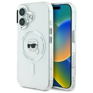 Buy Karl Lagerfeld KLHMP16MHLSKIH Apple iPhone 16 Plus hardcase IML Metal Karl Head MagSafe white - KLD21733 - {ean13} - Home Screen Store Europe