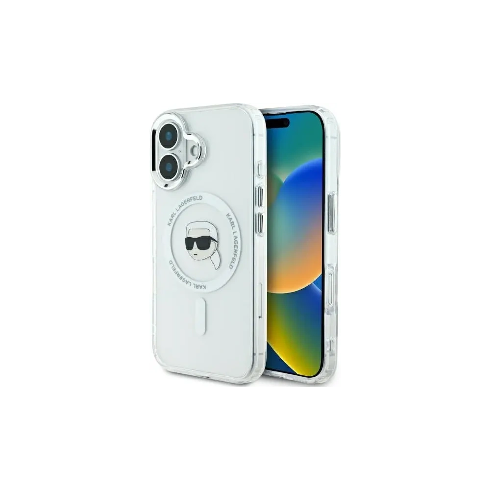 Etui Karl Lagerfeld KLHMP16MHLSKIH Apple iPhone 16 Plus hardcase IML Metal Karl Head MagSafe biały/white