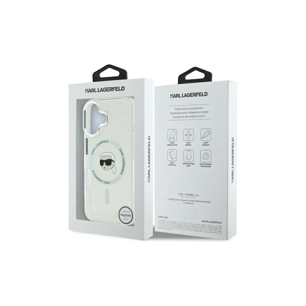 Etui Karl Lagerfeld KLHMP16MHLSKIH Apple iPhone 16 Plus hardcase IML Metal Karl Head MagSafe biały/white
