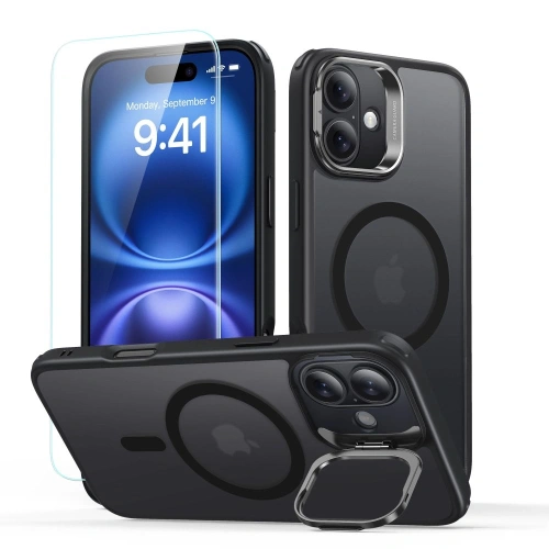 Kup Sada ESR Classic Hybrid Kickstand Halolock MagSafe & Tempered Glass Apple iPhone 16 Frosted Black - ESR851 - {ean13} - Sklep Home Screen