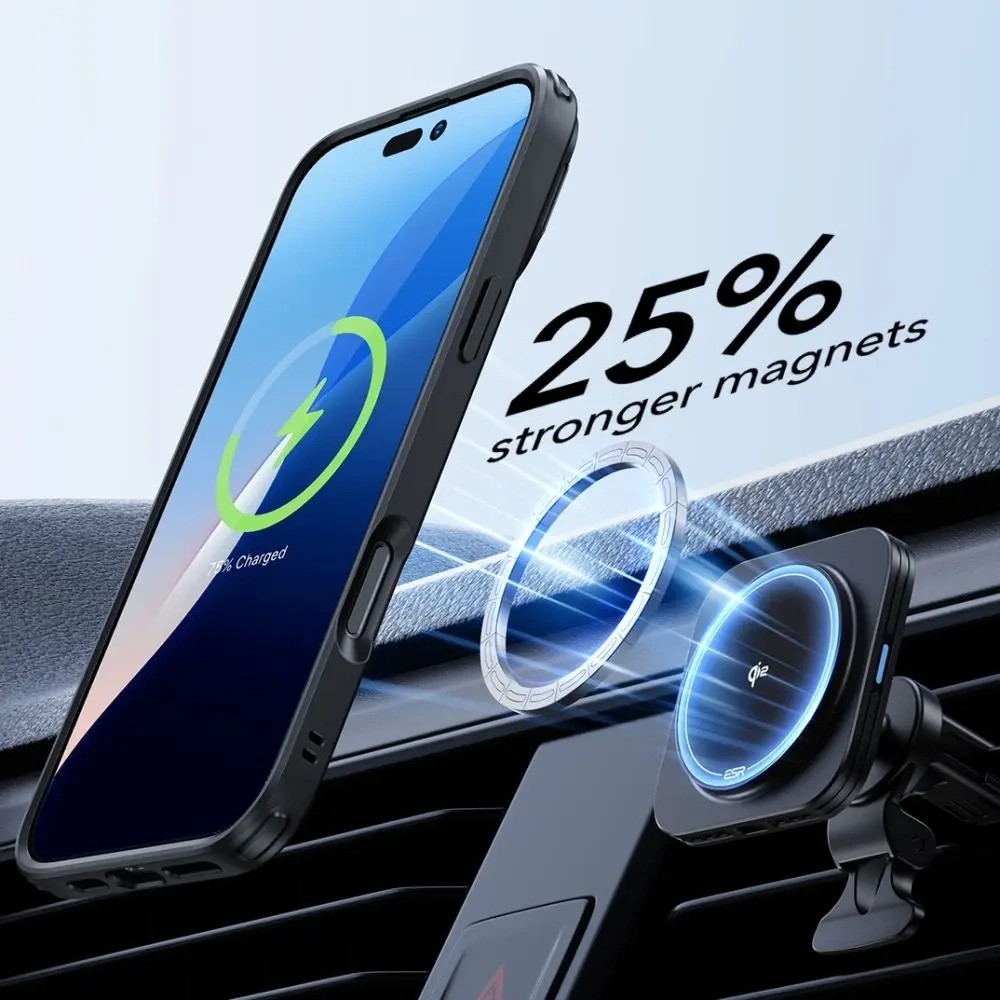 Zestaw ESR Classic Hybrid Kickstand Halolock MagSafe & Tempered Glass Apple iPhone 16 Frosted Black