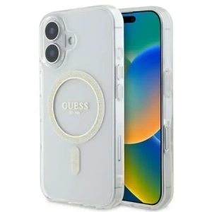 Buy Guess GUHMP16SHFGERET Apple iPhone 16 hardcase IML Glitter Circle MagSafe transparent - GUE3633 - {ean13} - Home Screen Store Europe