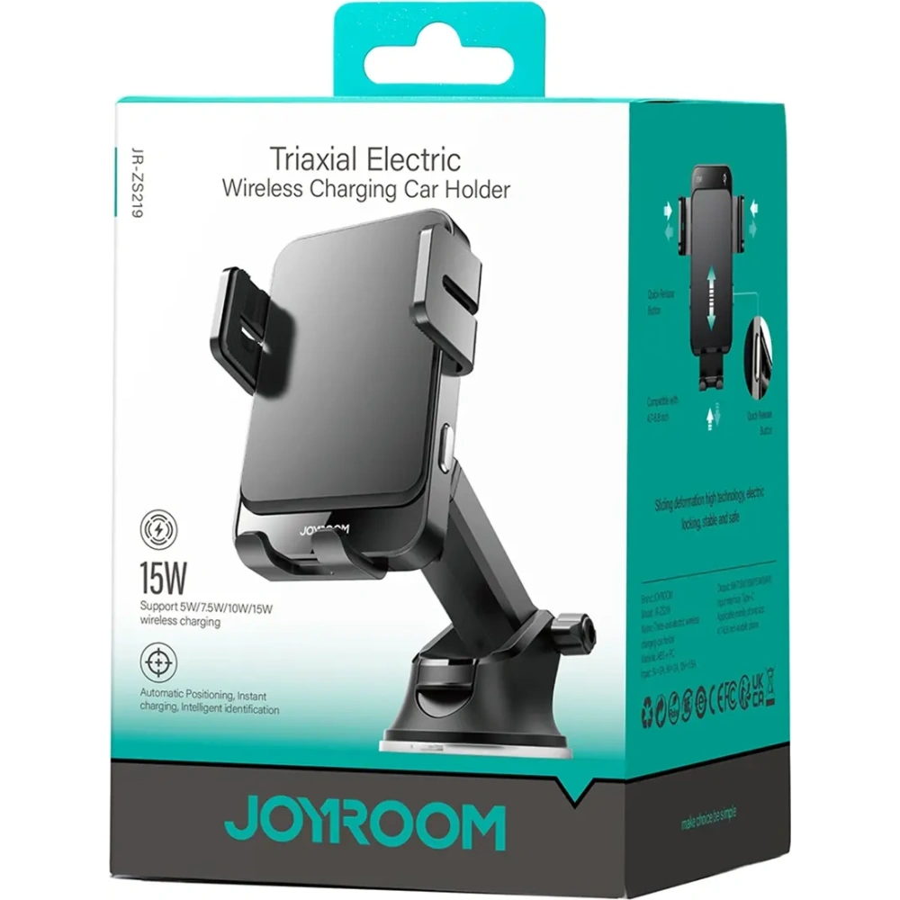 Uchwyt samochodowy na deskę rozdzielczą z ładowarką indukcyjną 15W Joyroom JR-ZS219 czarny