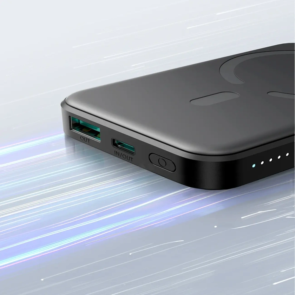 Powerbank Joyroom JR-W020 Mini 5000mAh 20W USB-A USB-C MagSafe czarny + kabel USB-C / USB-C