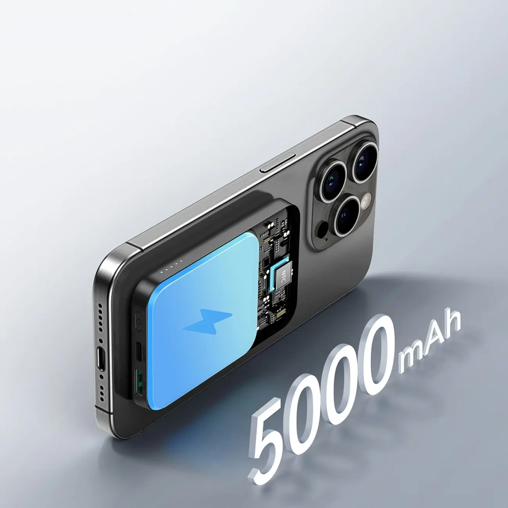 Powerbank Joyroom JR-W020 Mini 5000mAh 20W USB-A USB-C MagSafe czarny + kabel USB-C / USB-C