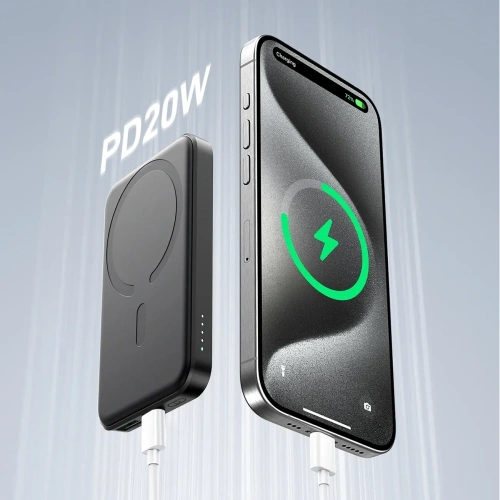 Kup Joyroom JR-W020 Mini 5000mAh 20W USB-A USB-C MagSafe negru + cablu USB-C / USB-C - JYR1039 - {ean13} - Sklep Home Screen