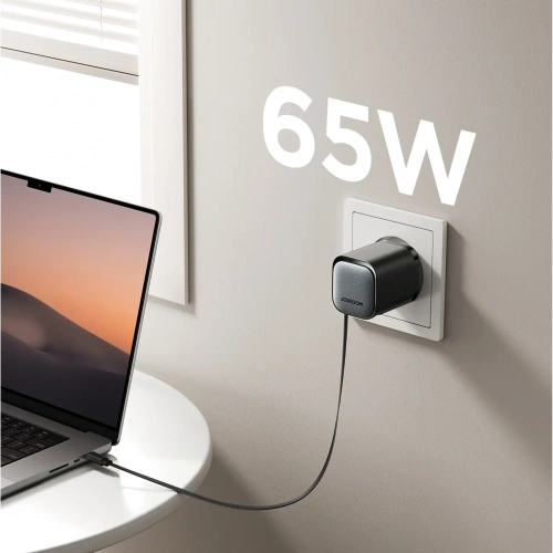Kup Joyroom JR-TCL02 GaN Wandladegerät 65W USB-A, USB-C mit integriertem USB-C Kabel schwarz - JYR1042 - {ean13} - Sklep Home Screen