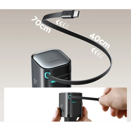 Kup Ładowarka sieciowa GaN Joyroom JR-TCL02 65W USB-A, USB-C z wbudowanym kablem USB-C czarna - JYR1042 - {ean13} - Sklep Home Screen
