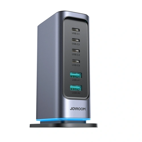 Kup Ładowarka sieciowa Joyroom JR-TCM02 wieloportowa GaN 65W 2xUSB-A, 4xUSB-C ciemnoszara - JYR1043 - {ean13} - Sklep Home Screen