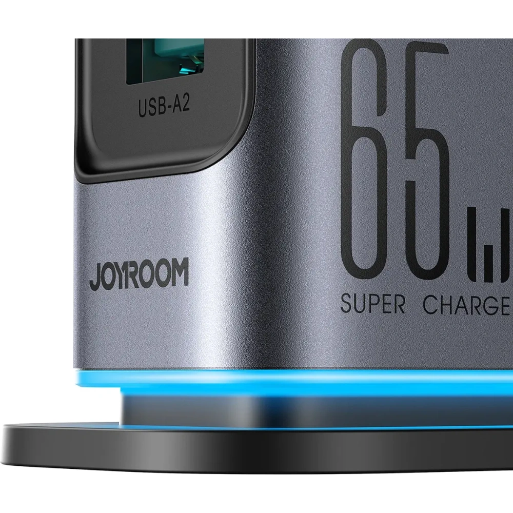 Ładowarka sieciowa Joyroom JR-TCM02 wieloportowa GaN 65W 2xUSB-A, 4xUSB-C ciemnoszara