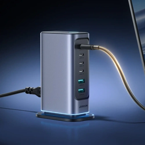 Kup Ładowarka sieciowa Joyroom JR-TCM02 wieloportowa GaN 65W 2xUSB-A, 4xUSB-C ciemnoszara - JYR1043 - {ean13} - Sklep Home Screen