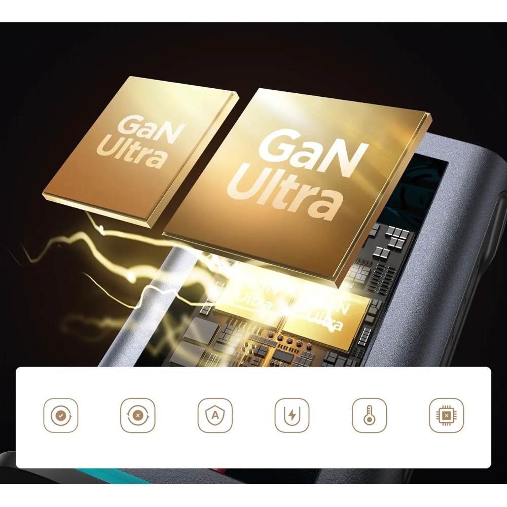 Ładowarka sieciowa Joyroom JR-TCM02 wieloportowa GaN 65W 2xUSB-A, 4xUSB-C ciemnoszara