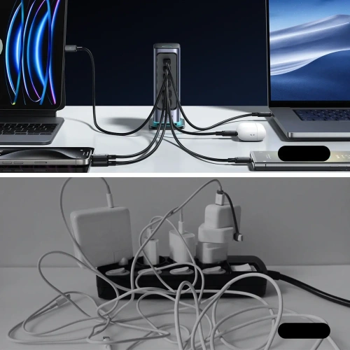 Kup Ładowarka sieciowa Joyroom JR-TCM02 wieloportowa GaN 65W 2xUSB-A, 4xUSB-C ciemnoszara - JYR1043 - {ean13} - Sklep Home Screen