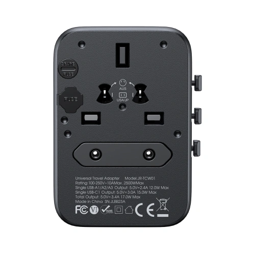 Kup Joyroom JR-TCW01 utazási adapter 17W EU / US / UK / JP / AU / CN fekete - JYR1044 - {ean13} - Sklep Home Screen