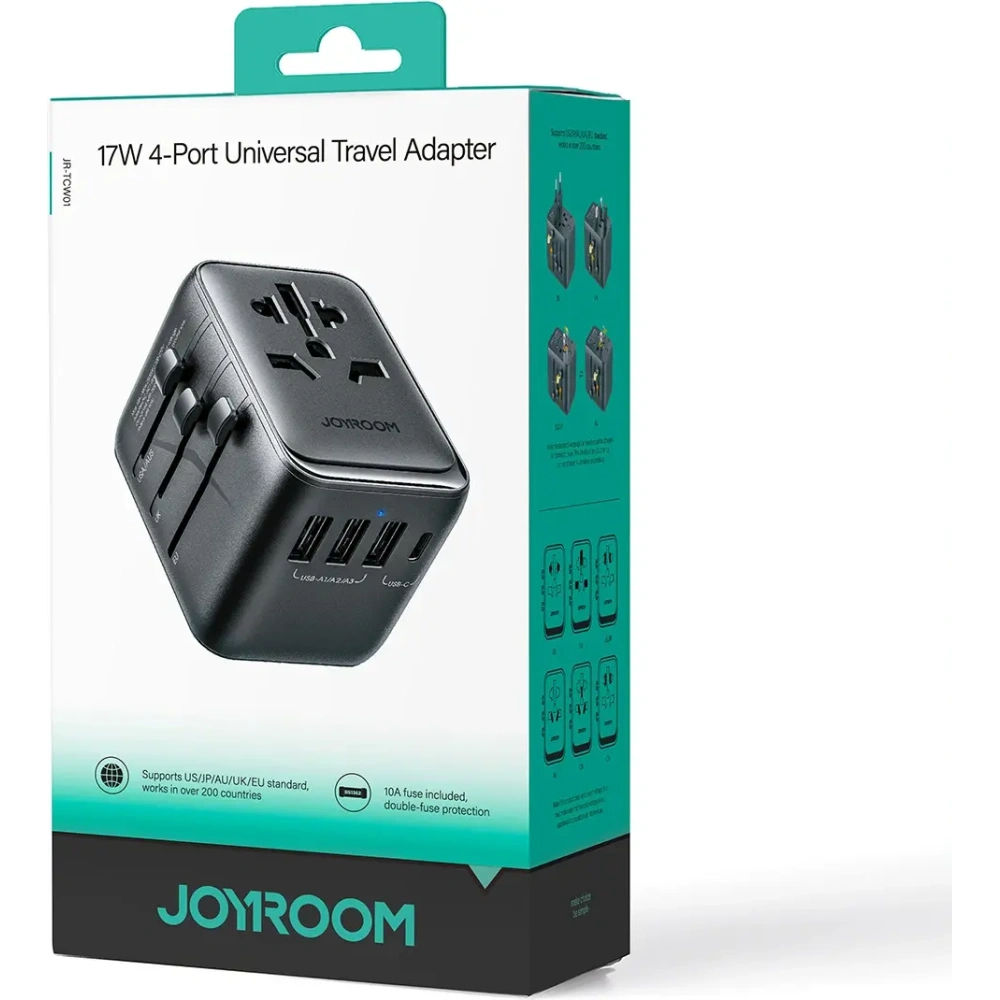 Adapter podróżny Joyroom JR-TCW01 17W EU / US / UK / JP / AU / CN czarny