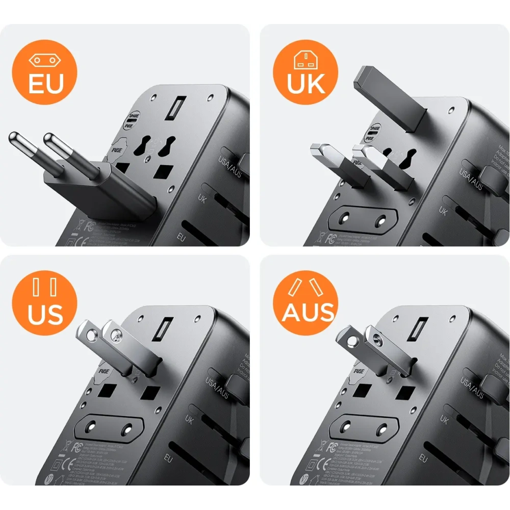 Adapter podróżny Joyroom JR-TCW01 17W EU / US / UK / JP / AU / CN czarny