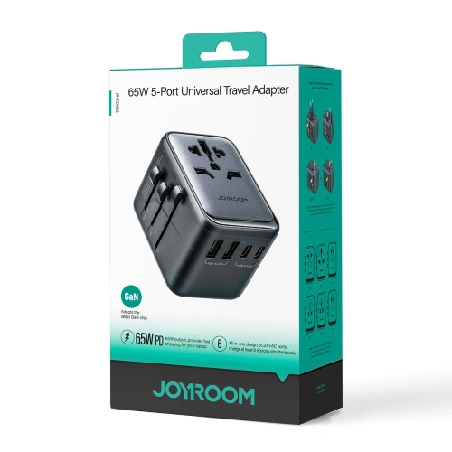 Kup Adapter podróżny Joyroom JR-TCW02 65W EU / US / JP / AU / UK / CN czarny - JYR1045 - {ean13} - Sklep Home Screen