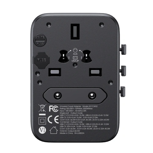 Kup Joyroom JR-TCW02 utazási adapter 65W EU / US / JP / AU / UK / CN fekete - JYR1045 - {ean13} - Sklep Home Screen