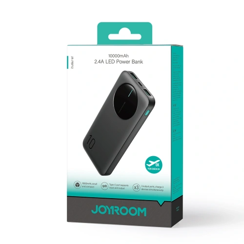 Kup Powerbank Joyroom JR-PBF12 10000mAh 12W 2.4A 2xUSB-A, USB-C czarny - JYR1046 - {ean13} - Sklep Home Screen